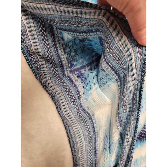 Blue Boho Swim Cover Up Beachy Vacation Summer Resort Wear Cruise One Size - Picture 6 of 7